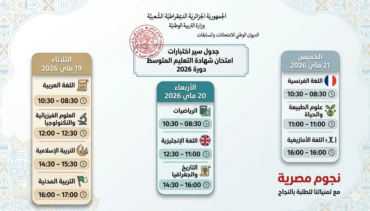 جدول امتحانات البيام 2026 في الجزائر رسمياً ومواعيد سحب الاستدعاءات وخطوات التحضير الكاملة للمترشحين