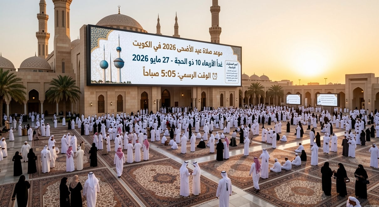موعد صلاة عيد الأضحى 2026 في الكويت.. التوقيت الرسمي وأماكن المصليات والمساجد المعتمدة في جميع المحافظات