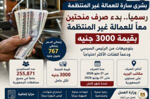 رسميًا.. صرف دعم 3000 جنيه للعمالة غير المنتظمة قبل عيد الأضحى 2026