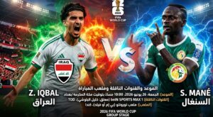 موعد مباراة العراق والسنغال في كأس العالم 2026 والقنوات الناقلة.. مواجهة نارية في الجولة الثالثة