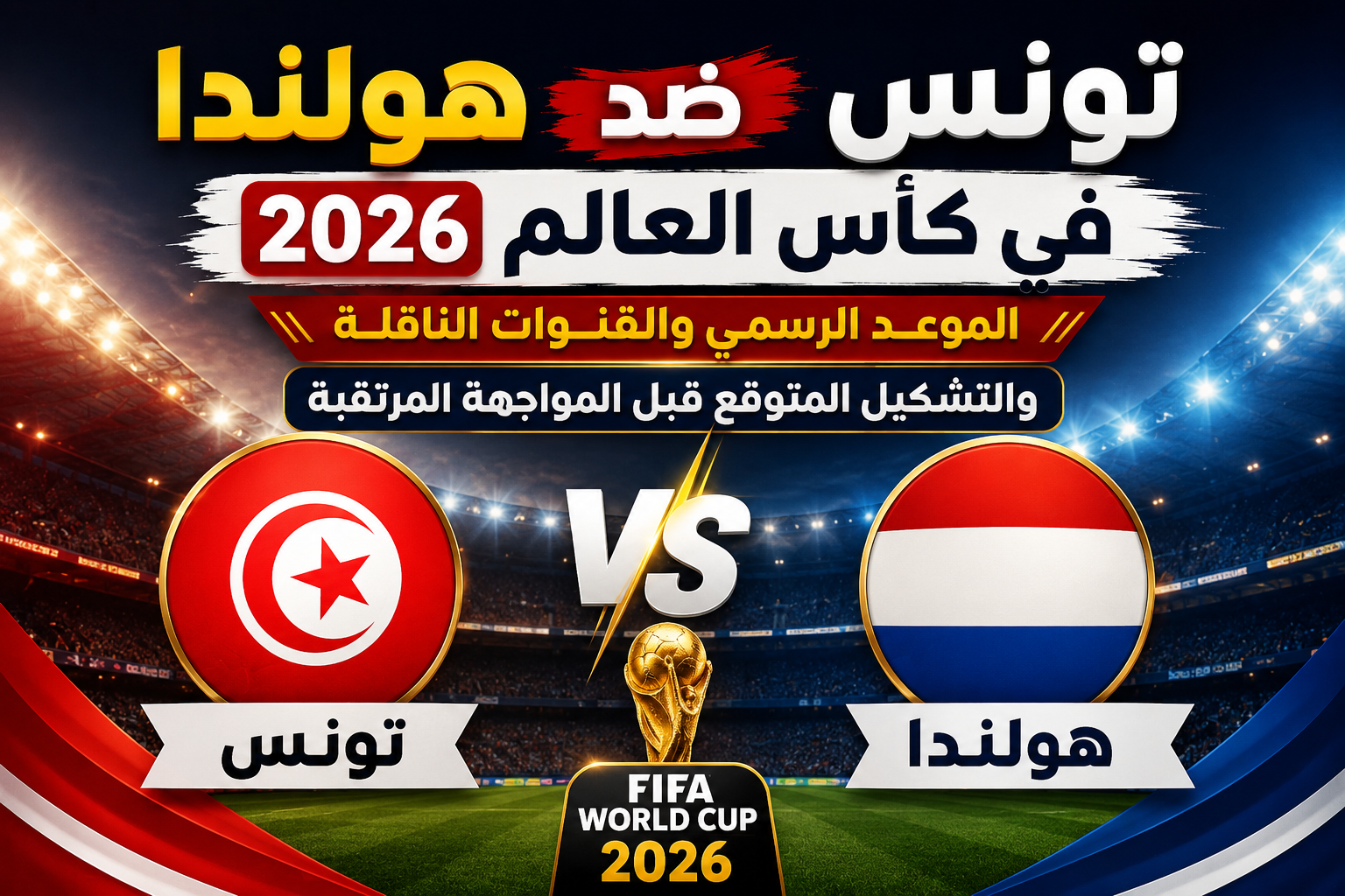 تونس ضد هولندا في كأس العالم 2026.. الموعد الرسمي والقنوات الناقلة والتشكيل المتوقع قبل المواجهة المرتقبة