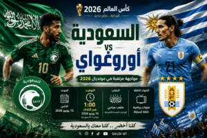 موعد مباراة السعودية والأوروغواي في كأس العالم 2026 والقنوات الناقلة والتشكيل المتوقع والمعلق الرسمي للمواجهة