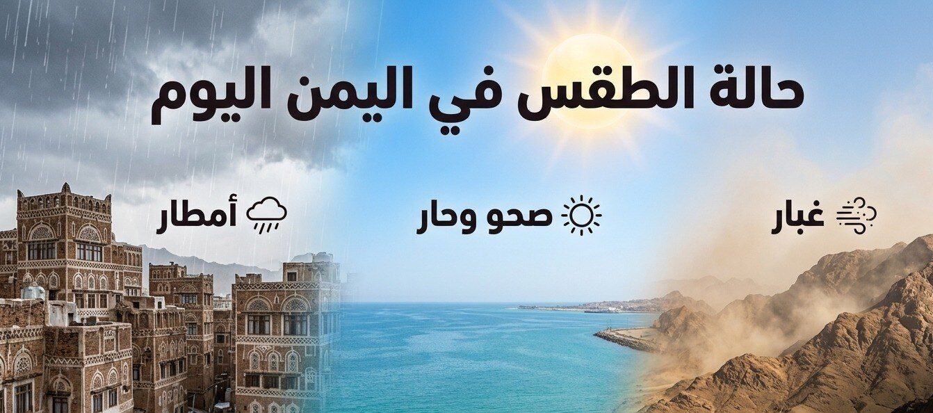 طقس اليمن اليوم.. تحذيرات عاجلة من الأرصاد بشأن الغبار وارتفاع الحرارة وأمواج البحر