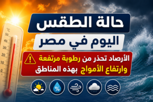 حالة الطقس اليوم في مصر.. الأرصاد تحذر من رطوبة مرتفعة وارتفاع الأمواج بهذه المناطق
