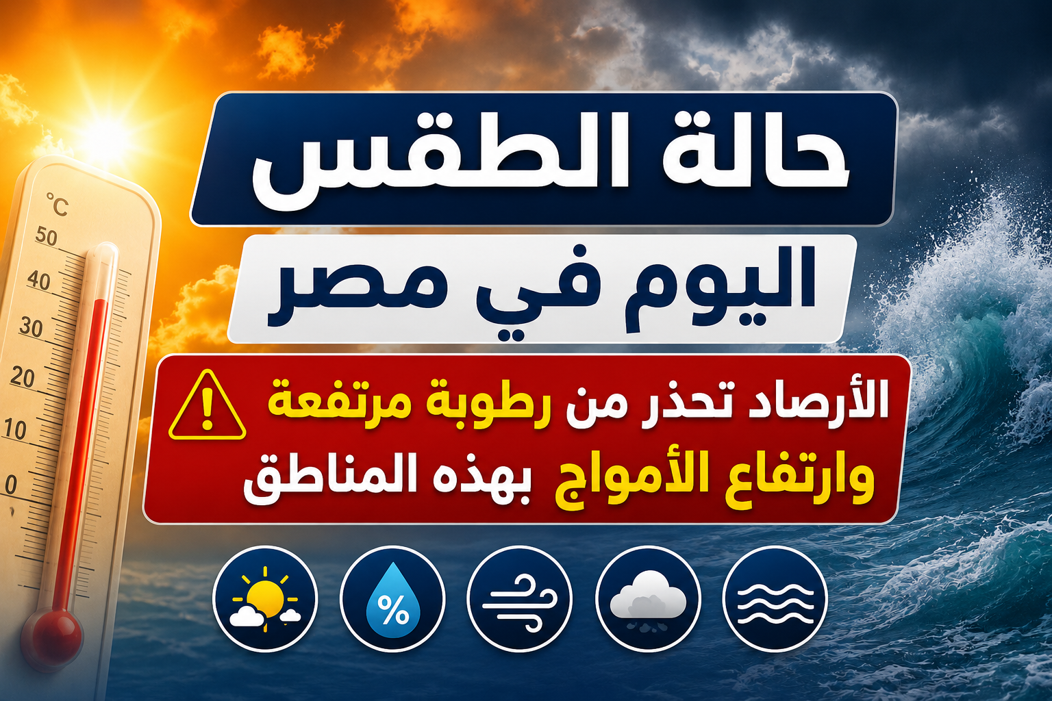 حالة الطقس اليوم في مصر.. الأرصاد تحذر من رطوبة مرتفعة وارتفاع الأمواج بهذه المناطق