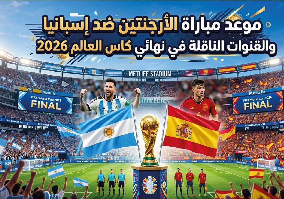 القنوات الناقلة لنهائي كأس العالم 2026 بين الأرجنتين وإسبانيا وموعد انطلاق المباراة