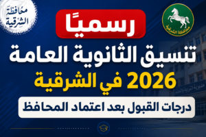 رسميًا تنسيق الثانوية العامة 2026 في الشرقية.. درجات القبول بعد اعتماد المحافظ