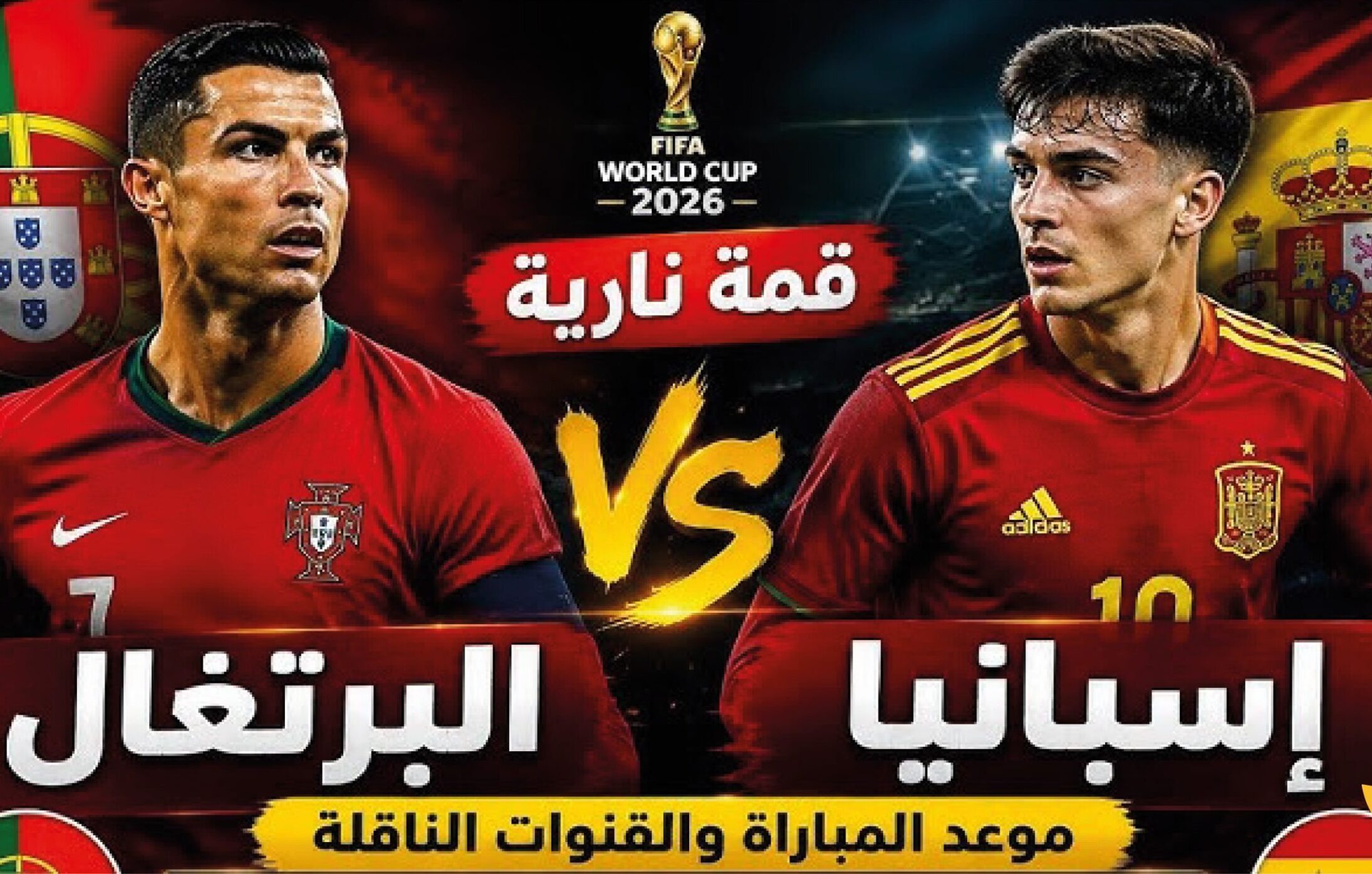 القنوات الناقلة لمباراة البرتغال وإسبانيا اليوم في كأس العالم 2026 وموعد انطلاق اللقاء