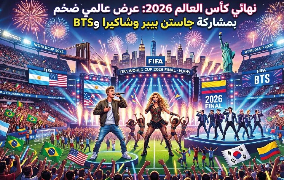 حفل نهائي مونديال 2026 يخطف الأنظار.. جاستن بيبر وشاكيرا وBTS في عرض عالمي ضخم