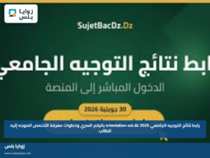 رابط نتائج التوجيه الجامعي 2026 orientation-esi.dz بالرقم السري وخطوات معرفة التخصص الموجه إليه الطالب