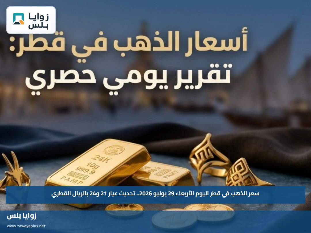 سعر الذهب في قطر اليوم الأربعاء 29 يوليو 2026.. تحديث عيار 21 و24 بالريال القطري