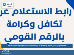 الاستعلام عن معاش تكافل وكرامة 2026.. رابط الأسماء المقبولة وخطوات معرفة الحالة