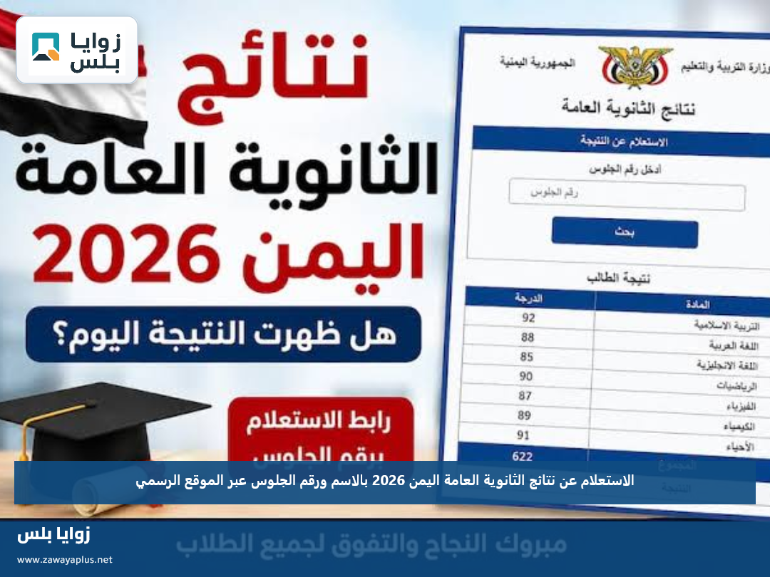 الاستعلام عن نتائج الثانوية العامة اليمن 2026 بالاسم ورقم الجلوس عبر الموقع الرسمي
