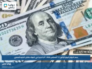 سعر الدولار اليوم الإثنين 17 أغسطس 2026.. آخر تحديث في البنوك مقابل الجنيه المصري
