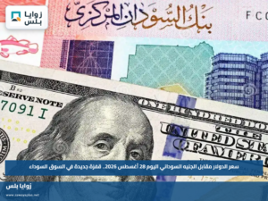 سعر الدولار مقابل الجنيه السوداني اليوم 28 أغسطس 2026.. قفزة جديدة في السوق السوداء