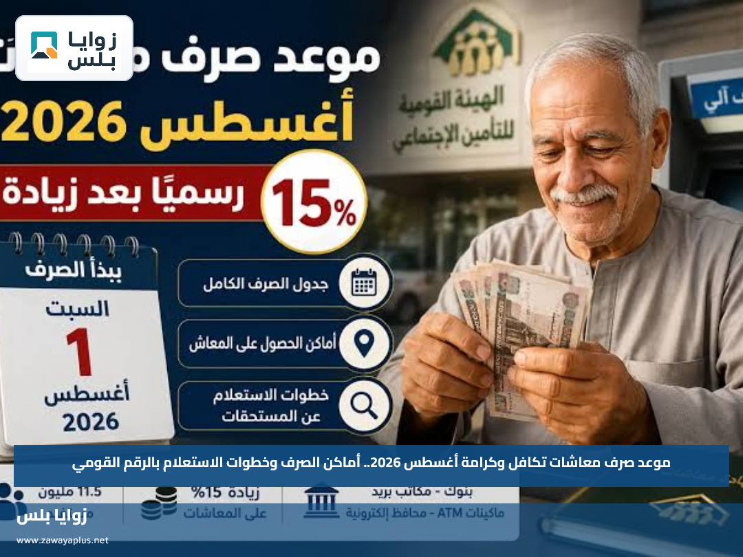 موعد صرف معاشات تكافل وكرامة أغسطس 2026.. أماكن الصرف وخطوات الاستعلام بالرقم القومي