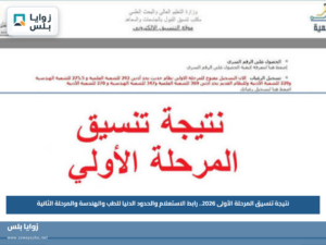 نتيجة تنسيق المرحلة الأولى 2026.. رابط الاستعلام والحدود الدنيا للطب والهندسة والمرحلة الثانية
