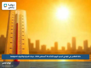 حالة الطقس في الوادي الجديد اليوم الثلاثاء 18 أغسطس 2026.. درجات الحرارة والأجواء المتوقعة