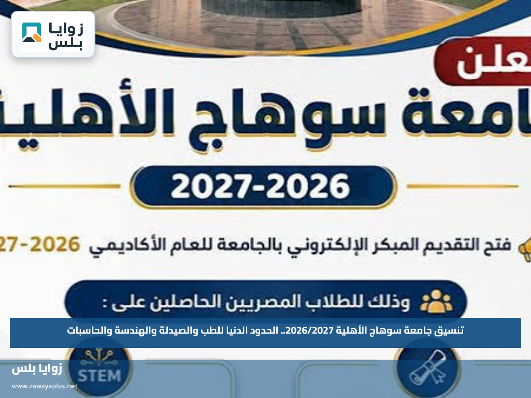 تنسيق جامعة سوهاج الأهلية 2026/2027.. الحدود الدنيا للطب والصيدلة والهندسة والحاسبات