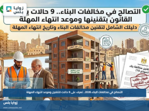 التصالح في مخالفات البناء 2026.. تعرف على 9 حالات للتقنين وموعد انتهاء المهلة
